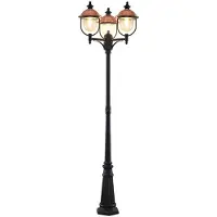 LINDBY buitenlamp Clint, 225cm, 3-lamps, zeewaterbestendig, E27 dimbaar, koper, Aluminium, Vintage