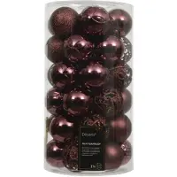 Décoris shatterproof kerstballen maroon polystyreen 37 stuks
