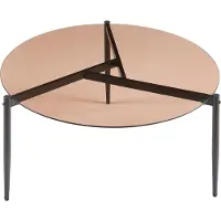 En.casa Salontafel 'Ulökantaa', glazen tafel met ronde tafelblad (diameter 80 cm, hoogte 40 cm), metalen frame, rookglas, bruin