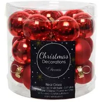 Décoris Mini Kerstballen - Glazen Sierhangers - Kerstboom Versieren - Set van 24 - 2.5 cm - Kerstrood