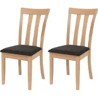 Mendler Set van 2 eetkamerstoelen -G46, keukenstoel Stoel, stof/textiel Massief hout ~ naturelkleurig frame, zwart