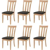 Mendler Set van 6 eetkamerstoelen -G46, keukenstoel Stoel, stof/textiel Massief hout ~ naturelkleurig frame, zwart