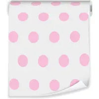 WALLARENA - Behang - Breedte 50 cm - Roze stippen voor meisjes - Geschikt voor kinderkamers - 10m