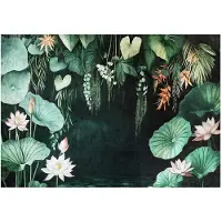 WALLARENA - Fotobehang - 250x175 cm - Fototapet met groene bladeren en bloemen voor slaapkamer en salon, vliesbehang