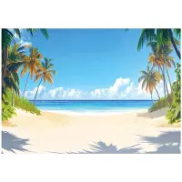 WALLARENA - Fotobehang - 200x140 cm - 3D strand, zee, palmen, natuur voor slaapkamer en woonkamer