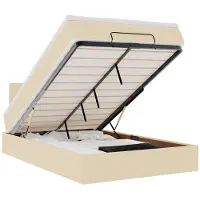 vidaXL Ottoman bed met matras 120x190cm stof crèmekleurig