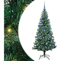 vidaXL Kunststof Voorverlichte Kerstboom Groen 180 cm PVC en Metalen