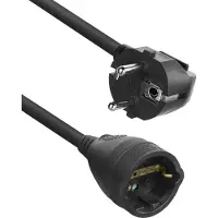ACT AC2470 Verlengsnoer/Stekkerdoos 1 Socket | Schuko CEE 7/7 male (haaks) - Schuko CEE 7/7 female | Zwart | 10 meter
