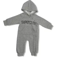 SuperCute jumpsuit gemeleerd grijs maat 86/92 kraamkado