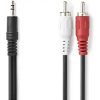 Nedis Stereo-Audiokabel - 3,5 mm Male - 2x RCA Male - Vernikkeld - 2.00 m - Rond - Zwart - Label