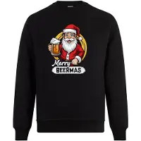 B&C Merry Beermas trui - Unisex - Kerst - Christmas - Feestdagen - Kersttrui - Grappige trui - Kerstman - Foute kersttrui - Kerst outfit - Maat S