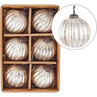 Beliani IVOIRE - Kerstballen set van 6 - Zilver - Glas