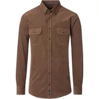 Casa Moda Overhemd Bruin dubbele borstzak katoen casual fit