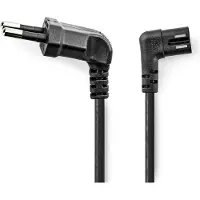 Nedis Stroomkabel | Euro Male | IEC-320-C7 | Gehoekt | Links Gehoekt | Vernikkeld | 5.00 m | Plat | PVC | Zwart | Label - CEGL11055BK50