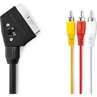 Nedis SCART-Kabel - SCART Male - 3x RCA Male - Vernikkeld - Schakelbaar - 480p - 2.00 m - Rond - PVC - Zwart - Label