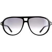 Tom Ford Aviator Mannen Shiny Black Smoke Gradiënt FT0932 Jeffrey