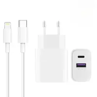 WISEQ USB C snellader 25W - geschikt voor iPhone 14 / 13 / 12/ 11 / X Pro Max en iPad – inclusief USB C naar Lightning kabel 2 meter – wit – Wise