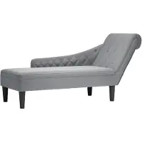 vidaXL Chaise longue met kussen en rechterarmleuning stof lichtgrijs