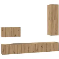 vidaXL Wand TV Kast 4 st Artisan Eiken Bewerkt hout