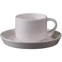 Bricard Porselein - Lunel Koffie Set - 200ml - Set van 12 - Wit - Koffie Kopjes met Schoteltjes