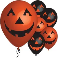 Amscan Ballonnen Halloween - 12x stuks - lachende pompoen - 27 cm - multicolor - horror - halloweenfeestje
