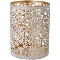 COSY&TRENDY Cosy & Trendy Waxinelichtjes houder - wit/goud - antiek look - 13 cm - Windlichtjes / kaarsenhouders - theelichtjes - kaarsen