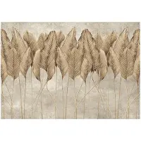 WALLARENA - Fotobehang - 150x105 cm - 3D bladeren en veren ontwerp, betonlook voor slaapkamer en woonkamer