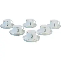 Bricard Lunel Flower Koffieset - 12-delig - Wit/Goud - 200ml - Porselein - Koffiekopjes
