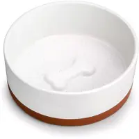 Malacasa Hondenvoerbak – Drinkbak Hond – Voerbak Hond – Keramiek – 1080 ml – Ø 17.1 cm – Wit – Bruin