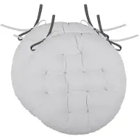Stof Textile stoelkussen rond - 2x - licht/donkergrijs - 2 zijden - 38 cm - touwtjes sluiting