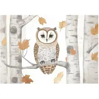 WALLARENA - Fotobehang - 150x105 cm - Fototapete voor kinderen met een uil, bomen en een bos voor de kinderkamer