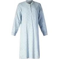 Lunatex - warm dames nachthemd 224180 - aangeruwd badstof - blauw - maat XL