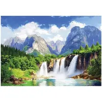 WALLARENA - Fotobehang - 300x210 cm - 3D waterval bergen bos natuur voor slaapkamer woonkamer
