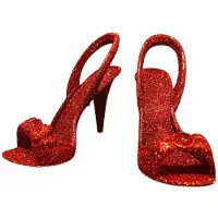 Villa Volance Kerstornament/kerstbal 10 cm lang - hakkenschoen x2 - glitters - rood - kerstmis - kerstboom
