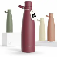 LARS NYSØM Nåde Roestvrijstalen drinkfles 1000ml - BPA-vrije geïsoleerde waterfles 1,00 Liter (Berry Red)