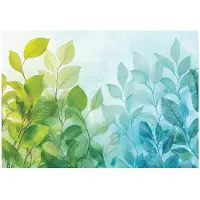 WALLARENA - Fotobehang - 150x105 cm - Fototapete met bladeren in groen en blauw voor slaapkamer en salon van vliesbehang