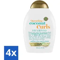 OGX 4 x - Coconut Curls - Shampoo - Krulverzorging - Hydraterend - 385 ml - Krulverzorging - Kokosolie - Krullen - Pluis - Kruldefinitie
