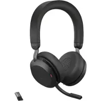 Jabra Evolve2 75 Headset, USB-A Draadloos, Bluetooth, Zwart, met laadstation [UC gecertificeerd]
