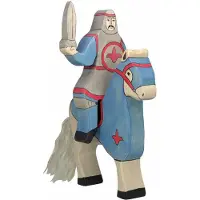Sonstige Verlage Sprookjes En Ridders - Ridder Blauw Rijdend - 10X2X19Cm - Houten Figuur - Zonder Paard