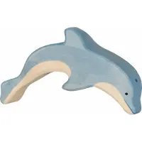 Holztiger Zeedieren - Dolfijn - 17X3X9Cm - Houten Figuur - Handgemaakt