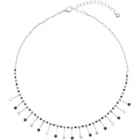 Behave - Zilverkleur ketting met paarse hangers - Avondlook sieraad
