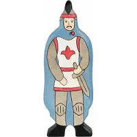 Sonstige Verlage Sprookjes En Ridders - Ridder Blauwe Mantel - 7X2X17Cm - Houten Figuur - Handgemaakt