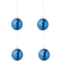 J-Line kerstbal Spiegel - glas - blauw - small - doos van 4
