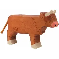 Gollnest & Kiesel Boerderij - Hoogland Koe - 16X3X11Cm - Houten Figuur - Handgemaakt