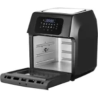 ROYAL SWISS Airfryer oven - Hetelucht friteuse - 12 liter - 8 programma's - 5 accessoires - 80 tot 200 graden - 1800 watt - Zwart/RVS