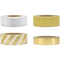 Party Deco Partydeco - Decoratief DIY Tape - Mix - Goud (4 rollen)