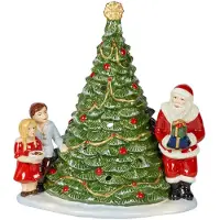 Villeroy & Boch Christmas Santa by The Tree Decoratief beeldje Maoffrom Hard-Paste Porcelain Wax Groen/Multi-Coloured 20 x 17 x 23 cm