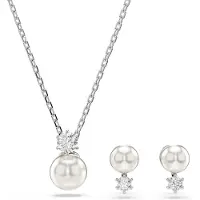 Swarovski Sieraden set 'Matrix' zilver / parelwit