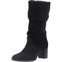 Hush puppies Cosima Suède Dames Zwarte Suède Kniehoge Laarzen Met Hak