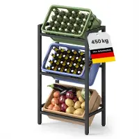 Songmics Flessenrek met krattenhouder, Diepzwart / 3 niveaus